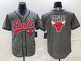 Men's Chicago Bulls Blank Grey Gridiron Cool Base Stitched Baseball Jersey,baseball caps,new era cap wholesale,wholesale hats